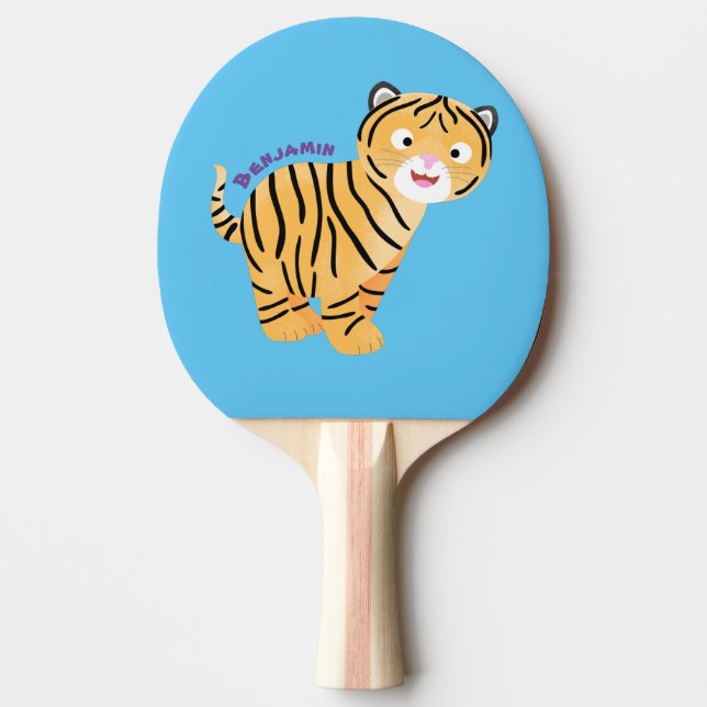 Cute  happy tiger cub cartoon ping pong paddle (Front)