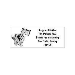 Cute happy tiger cub cartoon rubber stamp