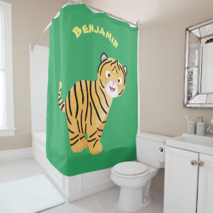 Cute  happy tiger cub cartoon shower curtain