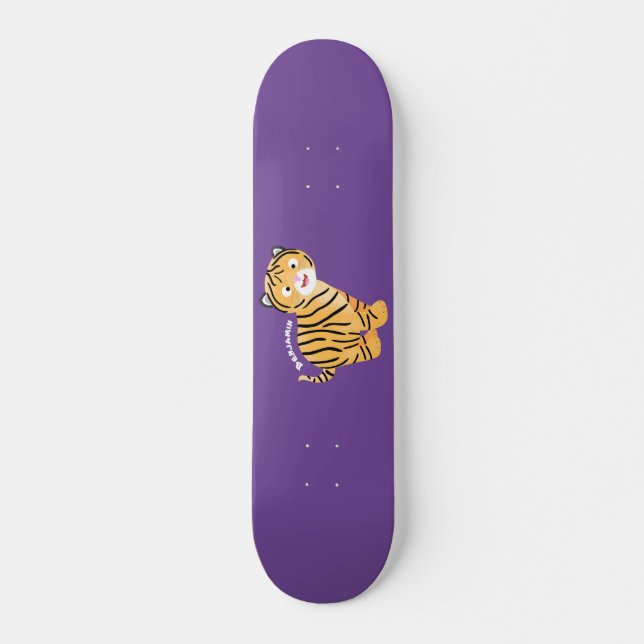 Cute  happy tiger cub cartoon skateboard (Front)