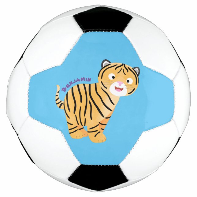 Cute  happy tiger cub cartoon soccer ball (Front)