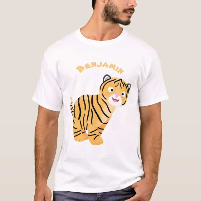Cute  happy tiger cub cartoon T-Shirt (Front)
