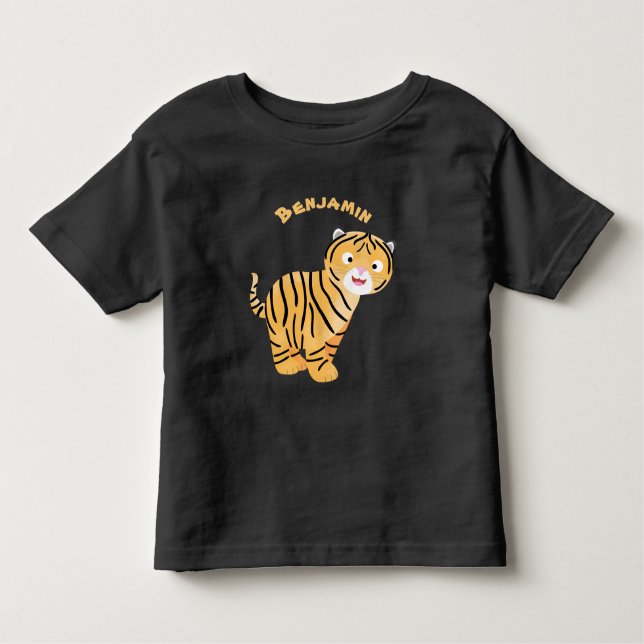 Cute  happy tiger cub cartoon toddler T-Shirt (Front)