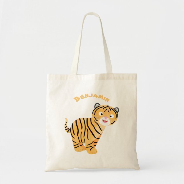 Cute  happy tiger cub cartoon tote bag (Front)