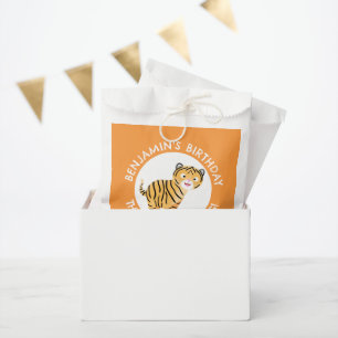 Cute happy tiger cub personalised cartoon birthday favour bag