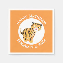 Cute happy tiger cub personalised cartoon birthday