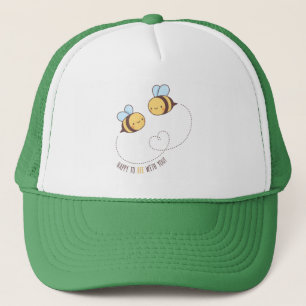 Cute Happy To Bee With You Pun Couple Trucker Hat