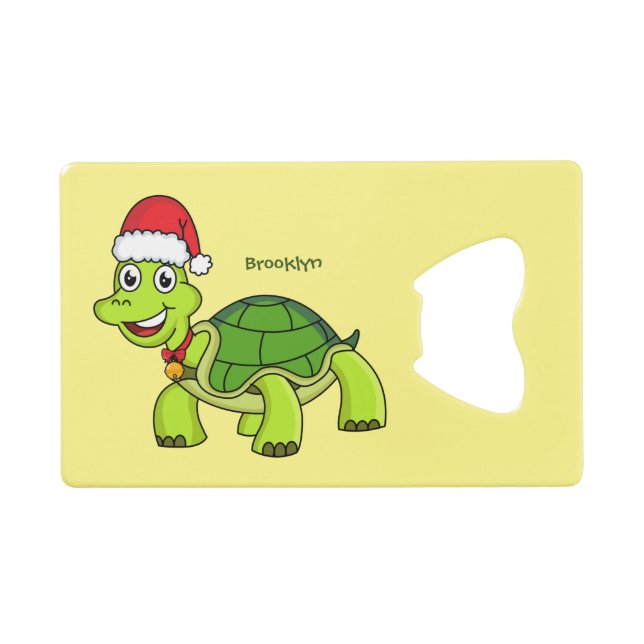 Cute happy tortoise wearing Santa hat (Front (Horizontal))