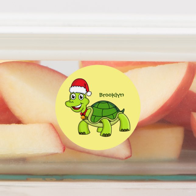 Cute happy tortoise wearing Santa hat (Affixed)