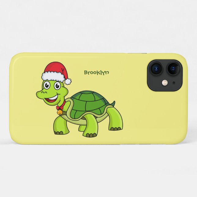 Cute happy tortoise wearing Santa hat Case-Mate iPhone Case (Back (Horizontal))
