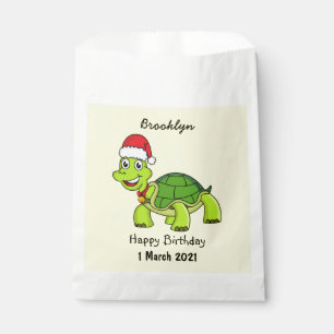 Cute happy tortoise wearing Santa hat Favour Bag