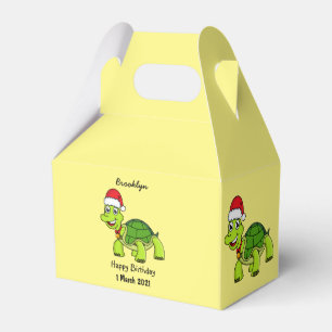 Cute happy tortoise wearing Santa hat Favour Box