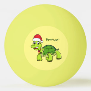 Cute happy tortoise wearing Santa hat Ping Pong Ball