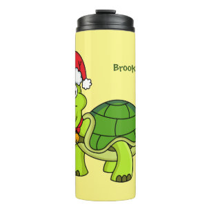 Cute happy tortoise wearing Santa hat Thermal Tumbler
