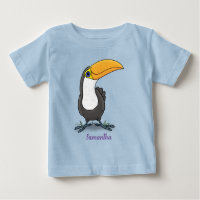 Cute happy toucan blue green cartoon illustration