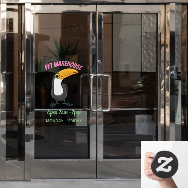 Cute happy toucan cartoon illustration (Office Door)