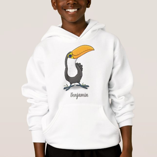 Cute happy toucan cartoon illustration (Front)