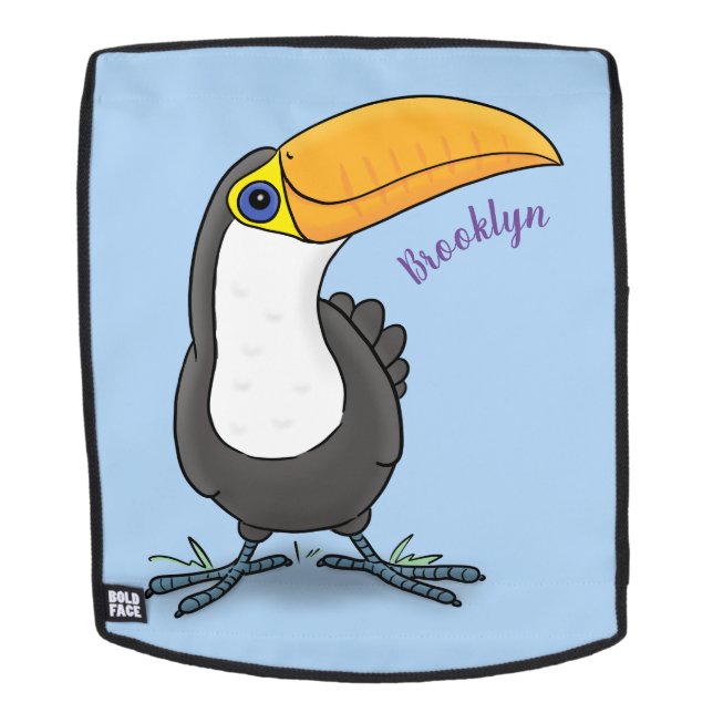Cute happy toucan cartoon illustration backpack (Removable Face)