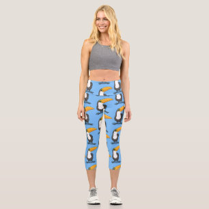 Cute happy toucan cartoon illustration capri leggings