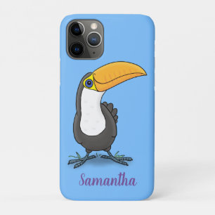 Cute happy toucan cartoon illustration iPhone 11 pro case