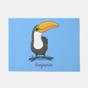 Cute happy toucan cartoon illustration doormat