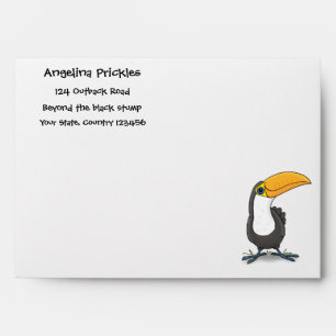 Cute happy toucan cartoon illustration envelope