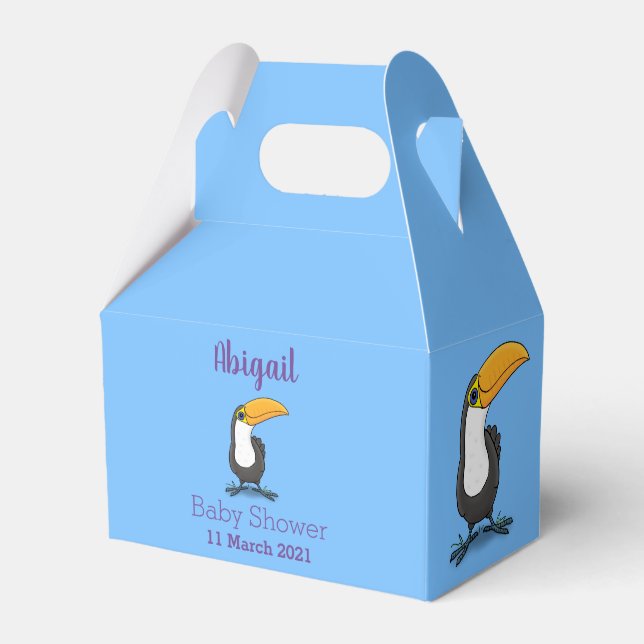 Cute happy toucan cartoon illustration favour box (Front Side)