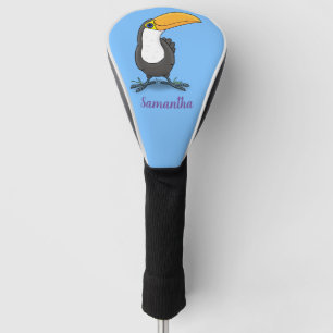 Cute happy toucan cartoon illustration golf head cover