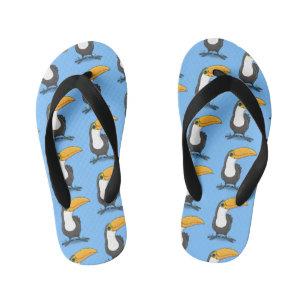 Cute happy toucan cartoon illustration kid's thongs