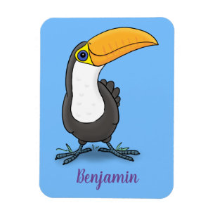 Cute happy toucan cartoon illustration magnet