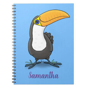 Cute happy toucan cartoon illustration notebook