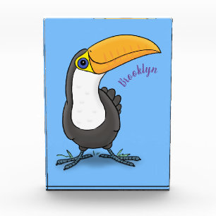 Cute happy toucan cartoon illustration photo block