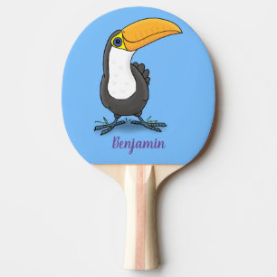 Cute happy toucan cartoon illustration ping pong paddle