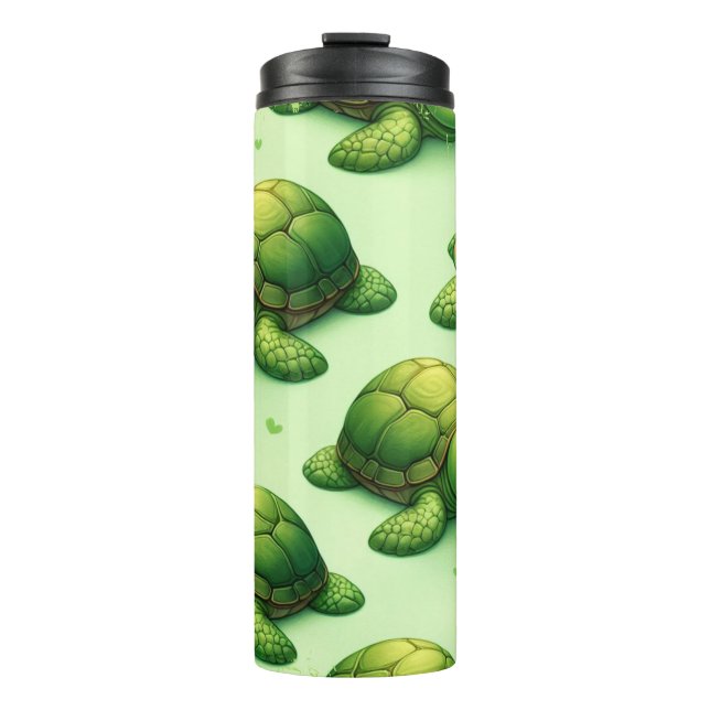 Cute Happy Turtles Pattern Thermal Tumbler (Front)