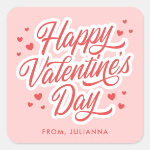 Cute Happy Valentine’s Day Square Sticker