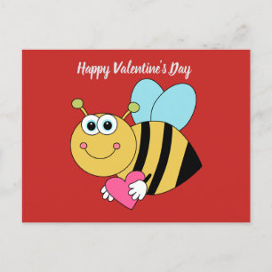 Cute Happy Valentine's Day Bee Holiday Postcard