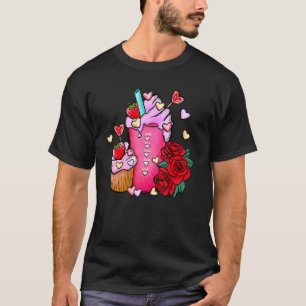 Cute Happy Valentines Day Coffee Tea Roses Heart L T-Shirt