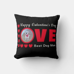 Cute Happy Valentines Day Dog Mum Love Hearts Red Cushion