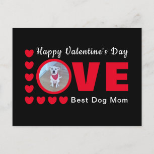 Cute Happy Valentines Day Dog Mum Love Hearts Red Postcard