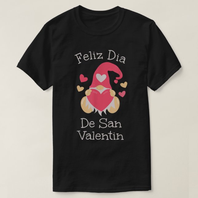 Cute Happy Valentines Day Gnome Spain Spanish Lang T-Shirt (Design Front)