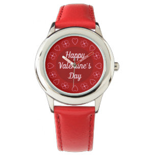 Cute Happy Valentine's Day Hearts and Flowers Red Watch