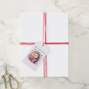 Cute Happy Valentine's Day hedgehog Gift Tags