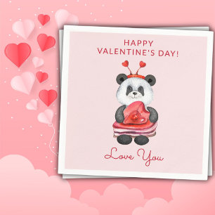 Cute Happy Valentines Day Party Napkins