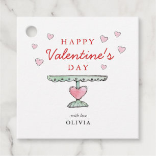 Cute Happy Valentine's Day Pink and white hearts Favour Tags