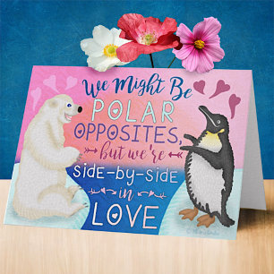Cute Happy Valentine's Day Polar Bear Penguin Love Holiday Card