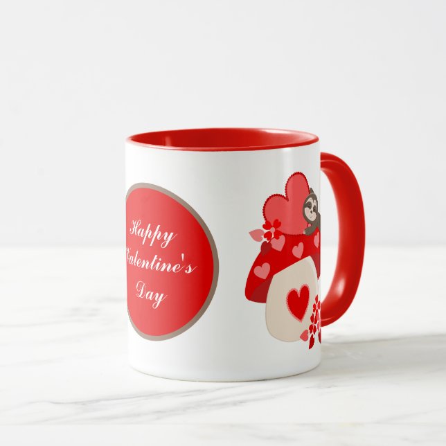 cute Happy Valentine's Day sloth Mug (Front Right)