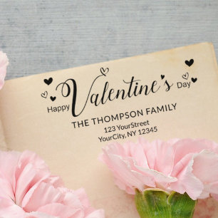 Cute Happy Valentines Day Typography Address Self-inking Stamp