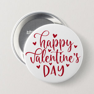 Cute Happy Valentine's Day with Red Hearts 7.5 Cm Round Badge