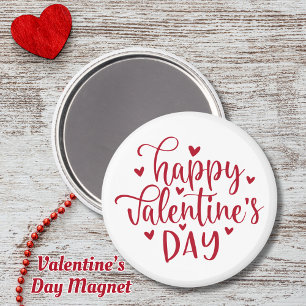 Cute Happy Valentine's Day with Red Hearts Magnet