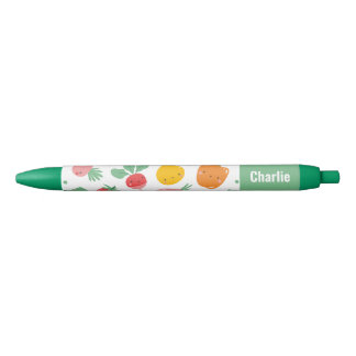 Cute happy veggies with name black ink pen